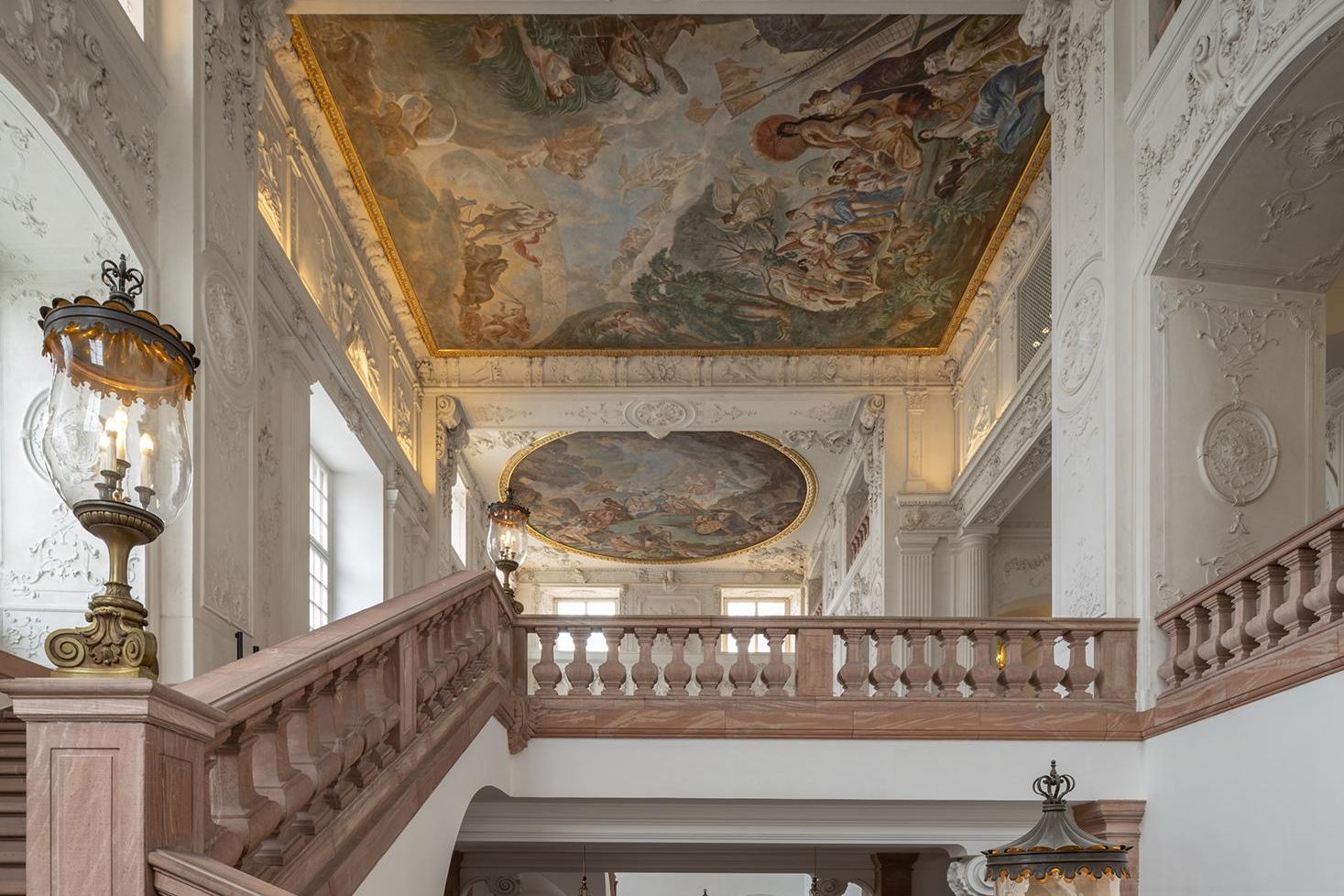 A staircase with an antechamber