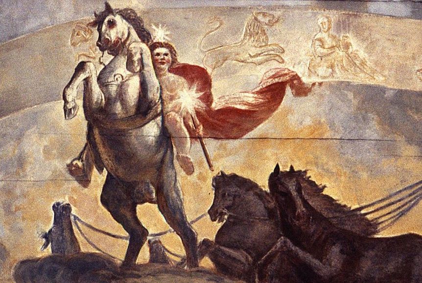 Image: Staatliche Schlösser und Gärten Baden-Württemberg, Arnim Weischer Detail of the central ceiling painting on the staircase of Mannheim Palace